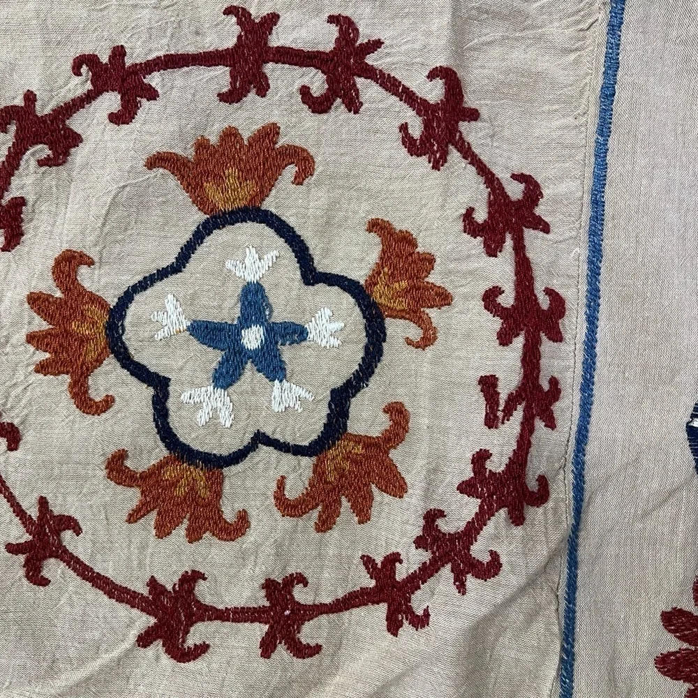 Global embroidered Twin XL duvet cover